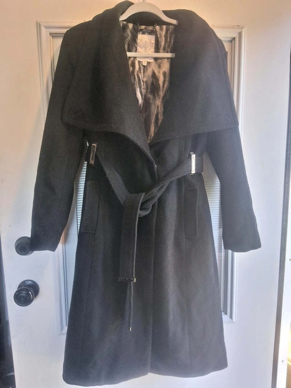 Jennifer Lopez Women's Belted Trench Coat Black Size Medium